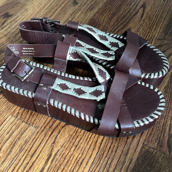 Free People Brown and Gold Leather Sedona Platform Sandals - Picture 5 of 9